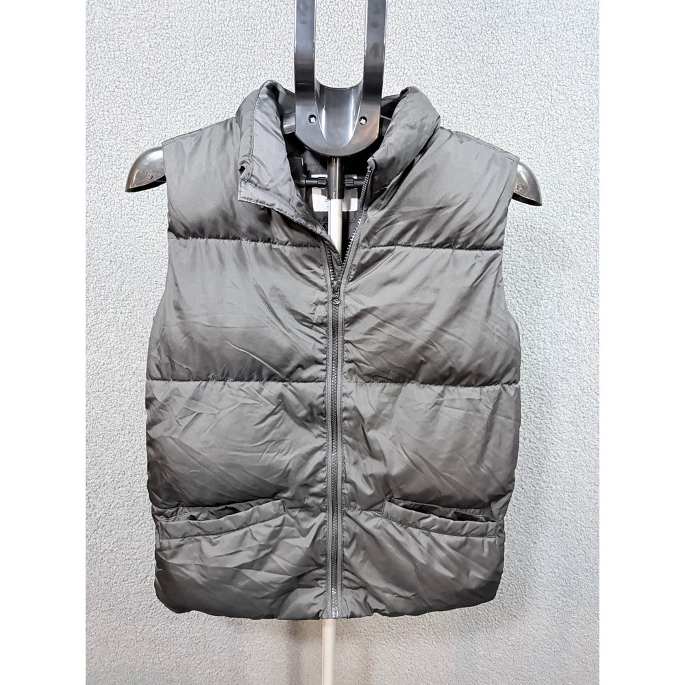 Old Navy Puffer Vest Kids XL 14-16 Gray Go-Recycled Sleeveless Quilted Jacket